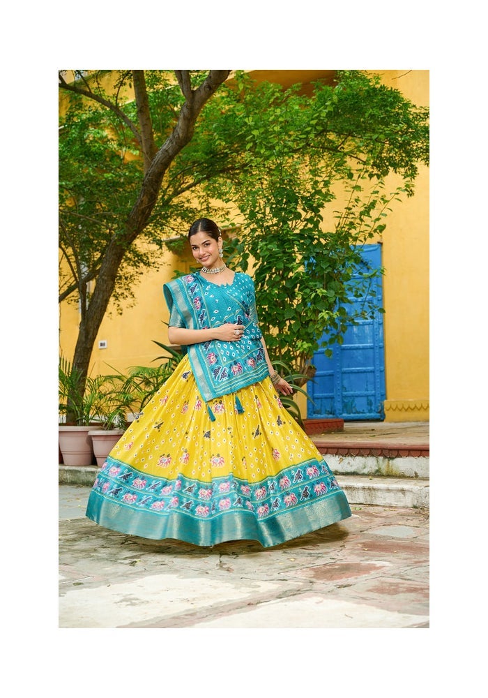 Malishka Export Lehenga Choli Set for Women in Yellow - Image 5